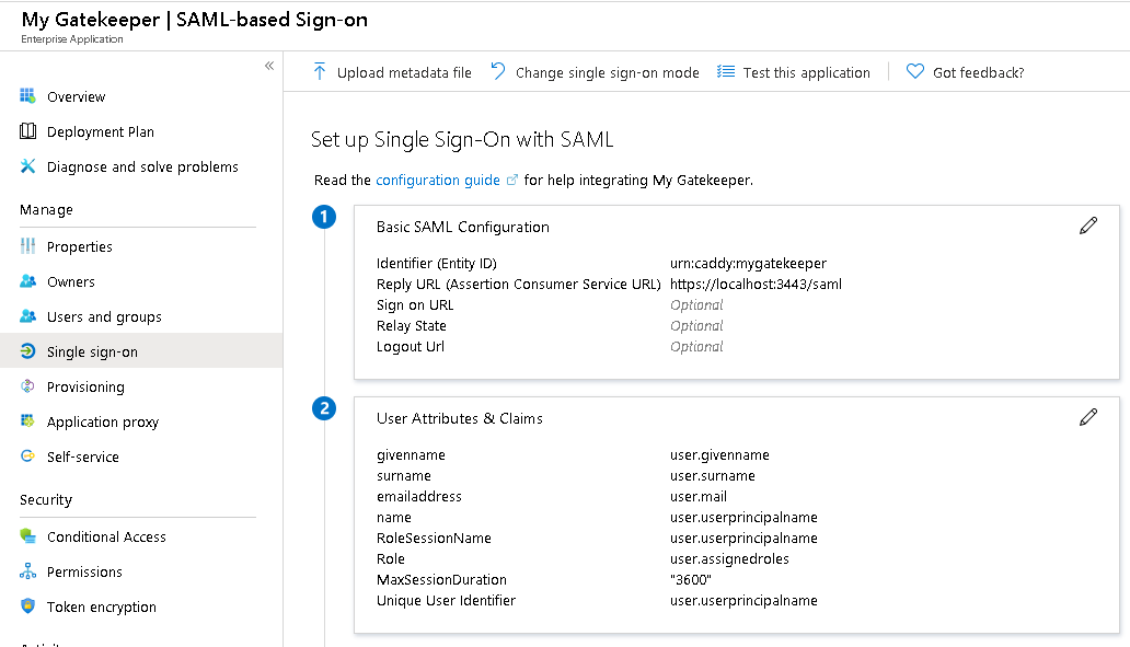 Azure AD App - Basic SAML Configuration