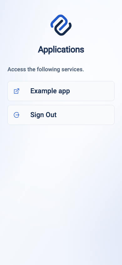 Requesting browser reaches the portal application page after explicit approval and successful redemption