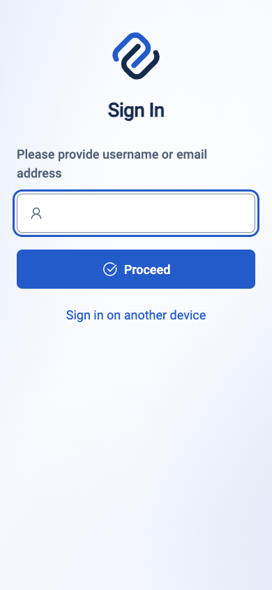 Portal login page offers Sign in on another device below the ordinary username form