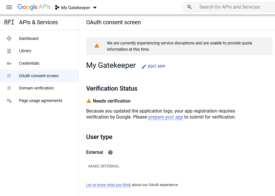 Google Identity Platform - Identity Platform - Consent Screen Verification