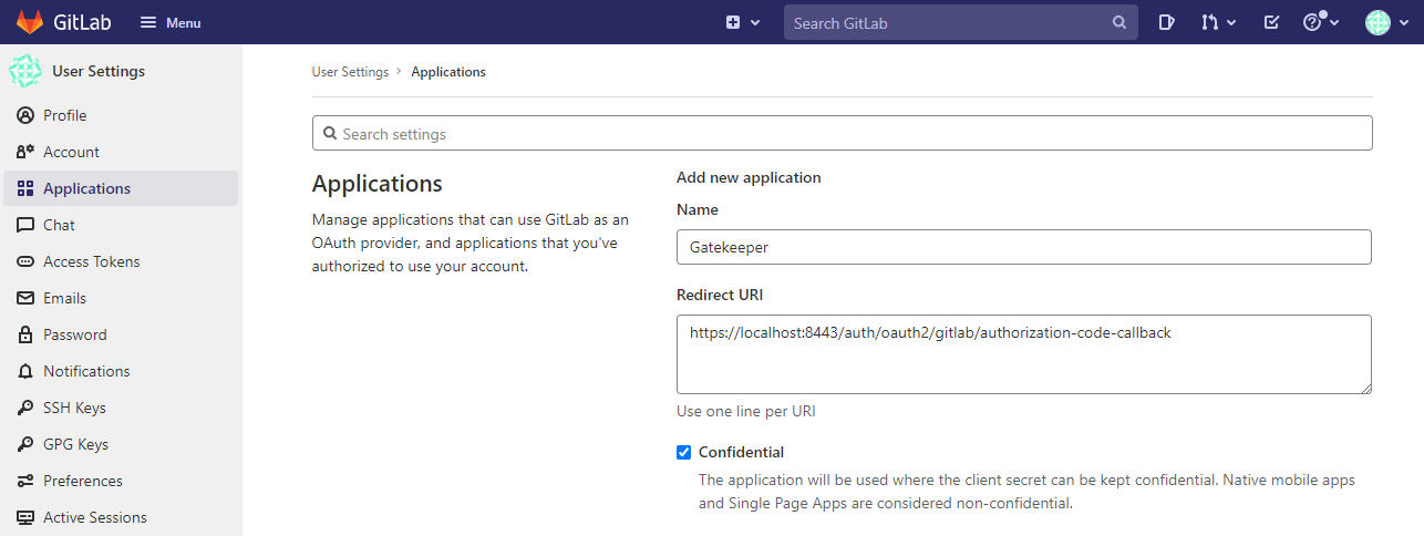 Gitlab - New Application