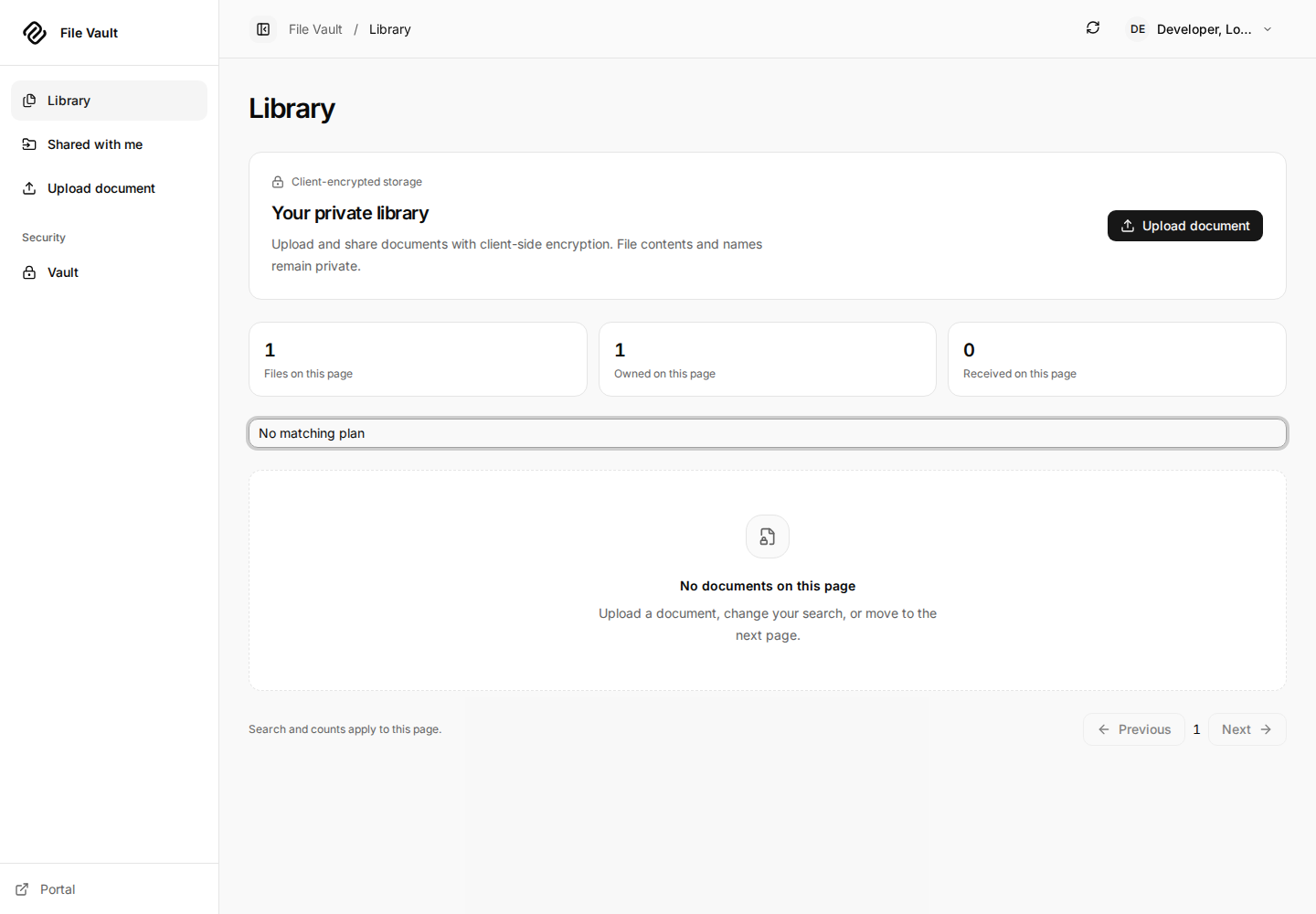 Library with a query that matches no document on the current page.